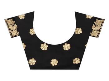Black Georgette Embriodered Saree With Blouse Piece. 4