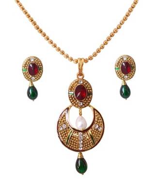 Awesome Maroon Green  Designer Pendant  Set 1