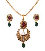 Awesome Maroon Green  Designer Pendant  Set