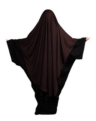 JSDC Women Outdoor Wear Plain Long Niqab Style Prayer Khimar Abaya Dress 2