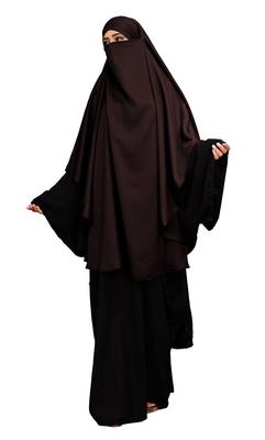 JSDC Women Outdoor Wear Plain Long Niqab Style Prayer Khimar Abaya Dress 3