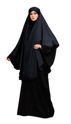JSDC Dark Grey Color Long Prayer Niqab Style Nida Khimar For Women 5