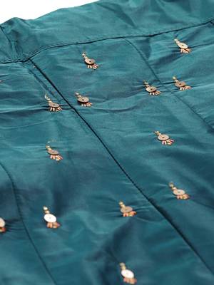 Women Blue Embroidered with Sequence work Satin Semi Stitched Lehenga 4