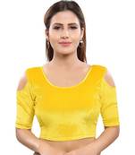 Women's Yellow Velvet Readymade Stretchable Saree Blouse
