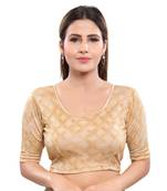 Women's Gold Velvet Readymade Stretchable Saree Blouse