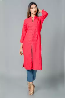 Red plain cotton long dresses