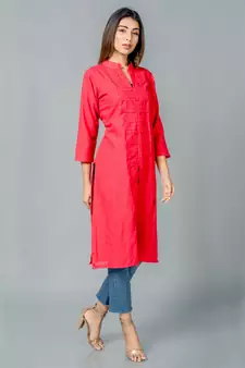 Red plain cotton long dresses