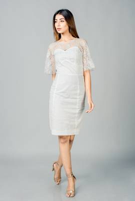 White plain lycra short dresses 1