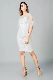 White plain lycra short dresses