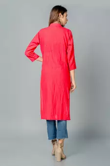 Red plain cotton long dresses