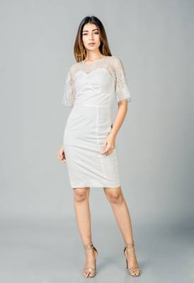White plain lycra short dresses 3