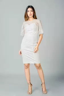 White plain lycra short dresses