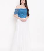 White plain georgette long dresses