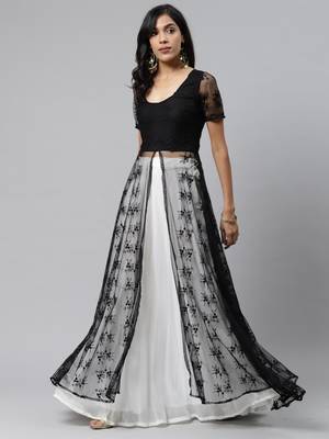 Black plain net long dresses 1