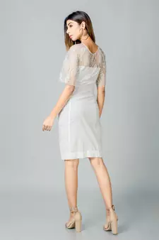 White plain lycra short dresses
