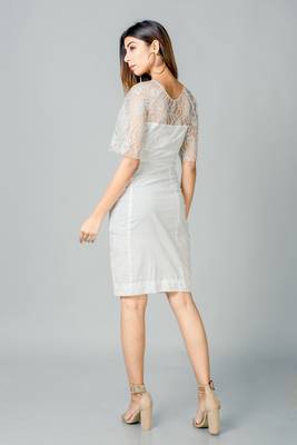 White plain lycra short dresses 5