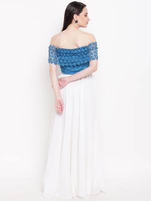 White plain georgette long dresses 3