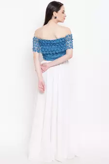 White plain georgette long dresses