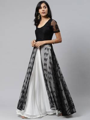Black plain net long dresses 2