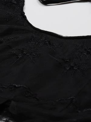 Black plain net long dresses 5