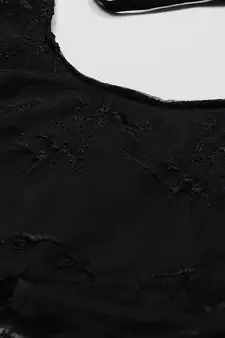 Black plain net long dresses