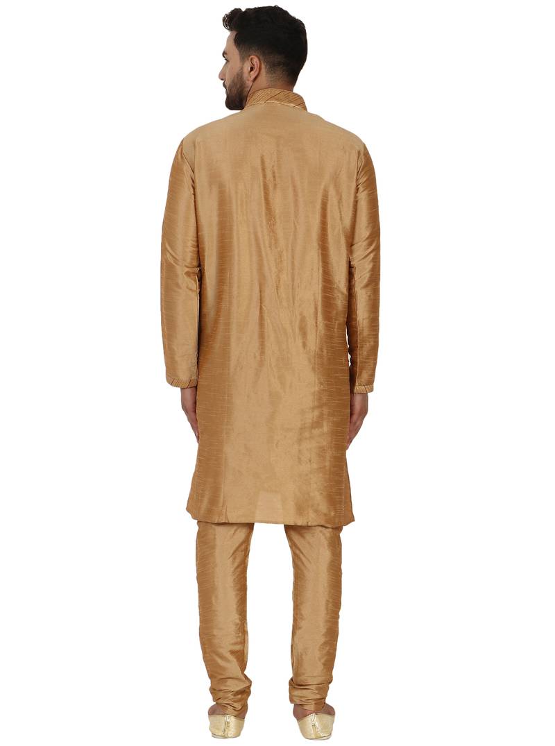 Brown embroidered art silk kurta-pajama
