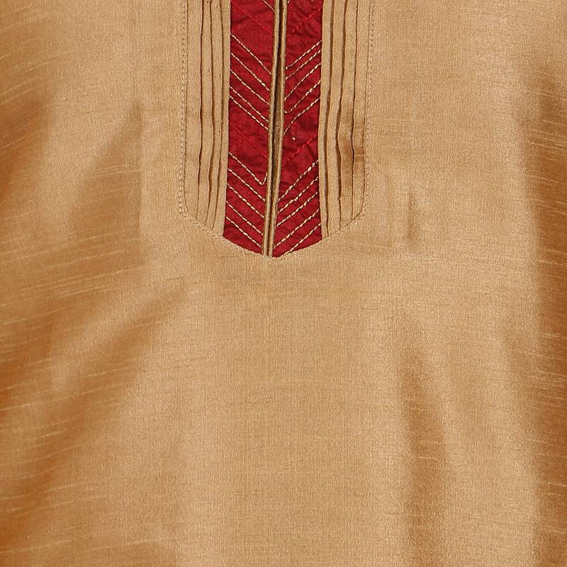 Brown embroidered art silk kurta-pajama