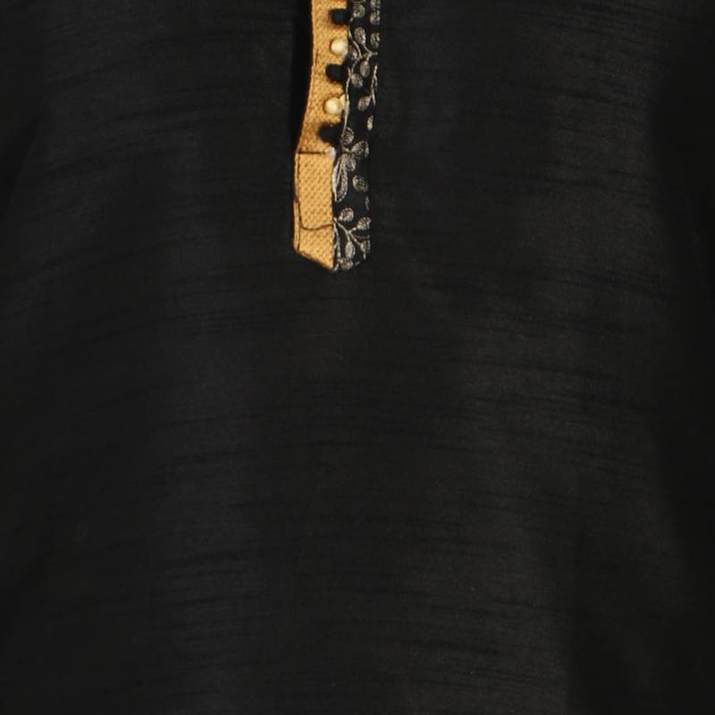 Black embroidered art silk kurta-pajama