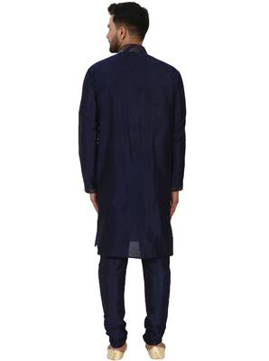 Blue embroidered art silk kurta-pajama 2
