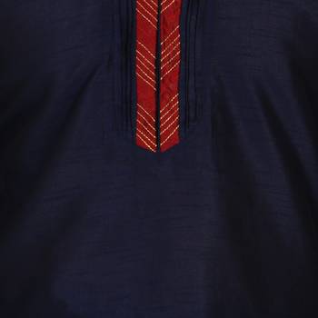 Blue embroidered art silk kurta-pajama 3