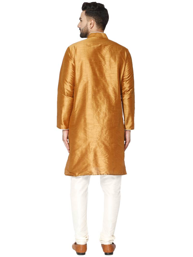 Brown embroidered art silk kurta-pajama