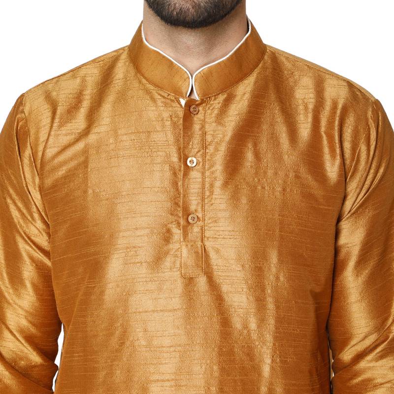 Brown embroidered art silk kurta-pajama