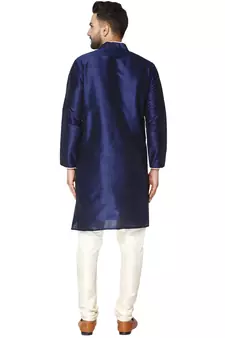 Blue embroidered art silk kurta-pajama