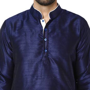 Blue embroidered art silk kurta-pajama 3