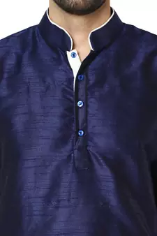 Blue embroidered art silk kurta-pajama