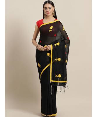 Red & White Handloom Woven Design Saree 1