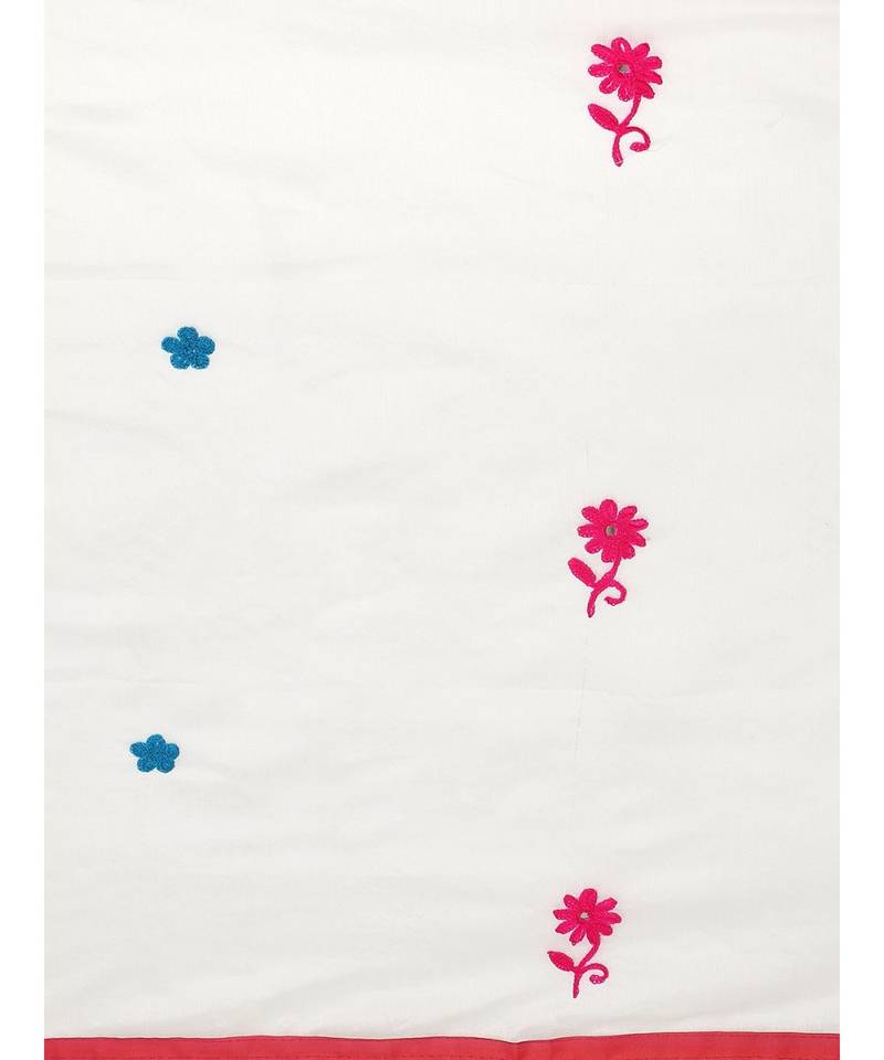 White & Pink Handloom Embroidered Saree