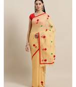 Yellow & Red Bengal Handloom Embroidered Saree
