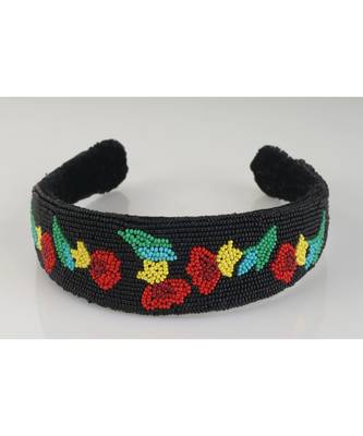 Rainbow in Obsidian Beaded Headband 1