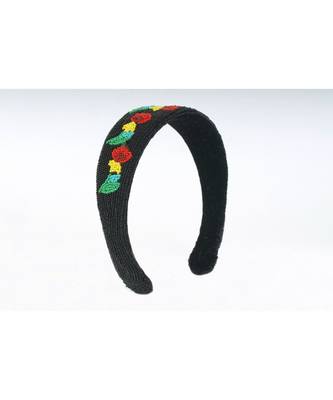 Rainbow in Obsidian Beaded Headband 2