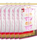 Atorakushon   Fabric Printed Hanging Saree Cover Wardrobe Organizer Garment Storage Bags Pack of 6