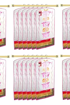 Atorakushon   Fabric Printed Hanging Saree Cover Wardrobe Organizer Garment Storage Bags Pack of 36