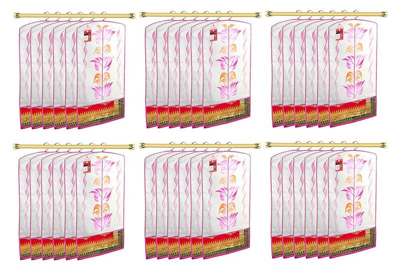 Atorakushon   Fabric Printed Hanging Saree Cover Wardrobe Organizer Garment Storage Bags Pack of 36