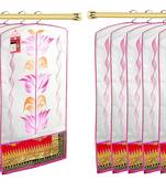 Atorakushon   Fabric Printed Hanging Saree Cover Wardrobe Organizer Garment Storage Bags Pack of 12