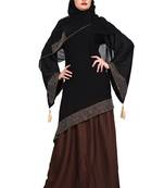 Khadija Fashion, Women's Heavy  Crush Fabric Brown Color Burqa,Rainbow Diamond worked Dupatta.