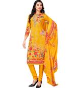 Yellow Printed Leon Unstitched Salwar- Kameez