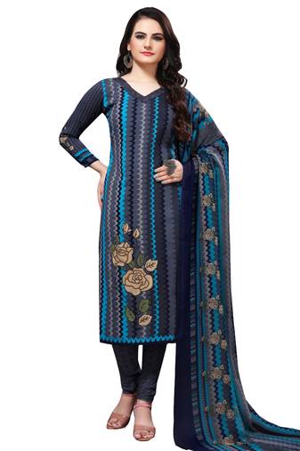 Multicolor Floral Print Leon Unstitched Salwar- Kameez