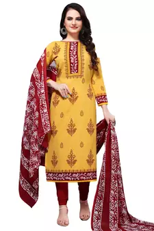Yellow Abstract Print Leon Unstitched Salwar- Kameez