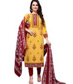 Yellow Abstract Print Leon Unstitched Salwar- Kameez