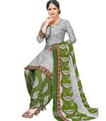 Grey Printed Leon Unstitched Salwar- Kameez